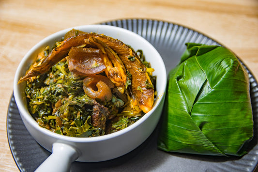 Eko and Vegetable Soup (Eko and Efo Riro)